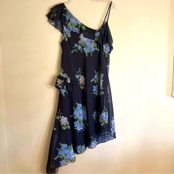 NEW REVOLVE Free People Alma Midi Dress Asymmetrical Ruffle Black Combo Size M - Picture 11 of 15